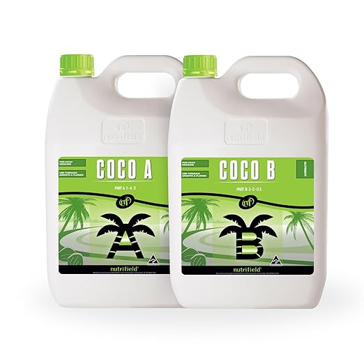 Liquid Fertilizer 5 Liter A 1-4-2 & B 3-0-0.5 Plant Food 2 Part Base Nutrients Veg and Flower Indoor Outdoor Hydroponic Coco Coir Garden Plant Soil Nutrient (5 Liter)