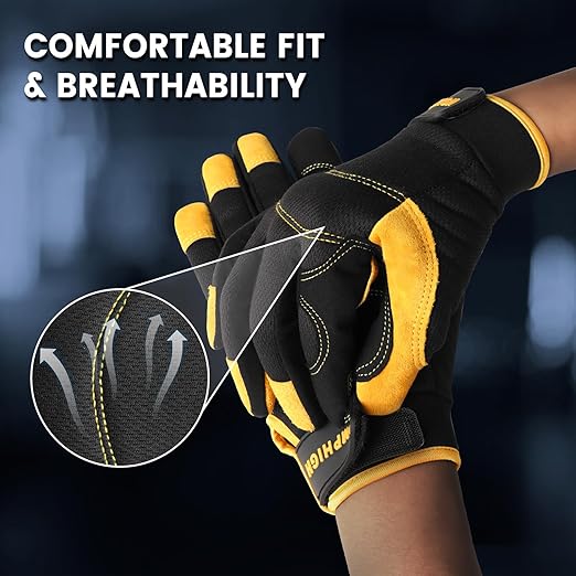 JUMPHIGH Utility Work Gloves Women, UltraLight Safety Work Gloves, MultiFunctional Mechanic Construction DIY Working Gloves, Touchscreen, Flex Grip, Machine Washable (S)