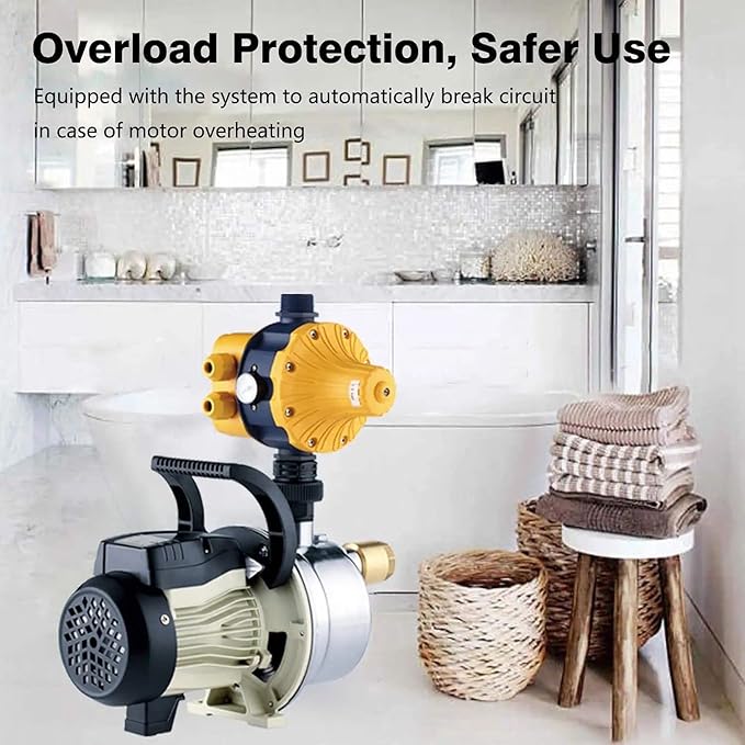 1/2 HP On Demand Household Water Booster Pump Pressure Increase 14GPM 110V Shallow Well Water Pump High Volume Irrigation Pump for Lawn Sprinkler System Self Priming Power Water Pump for Home