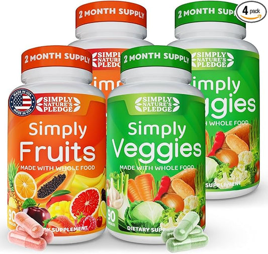 Simply Nature's Pledge - Packed with 42 Different Fruits & Vegetables - 2-Month Supply - Made with Real, Non-GMO Whole Foods - Supports Energy & Overall Wellness - Soy-Free - 360 Capsules