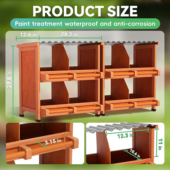 Chicken Nesting Boxes, 8 Compartments Wooden Nesting Box for Chickens,Laying Boxes for Hens Ducks Poultry Protect Eggs Chicken Coops Easy Egg Collection