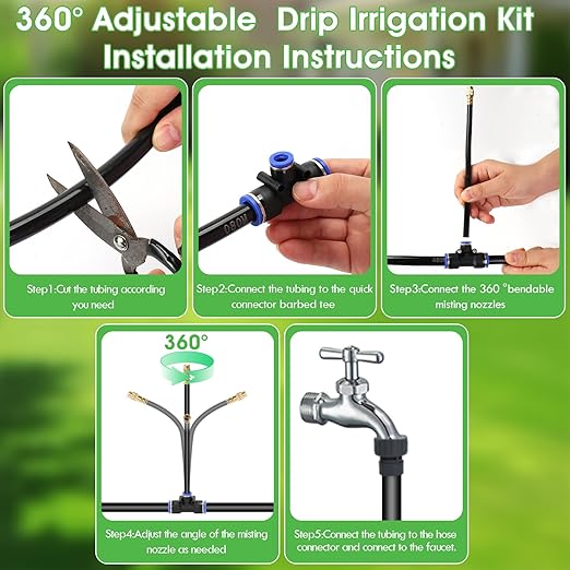 Drip Irrigation Kit, Garden Irrigation System 1/4" Blank Distribution Tubing Watering Drip Kit/DIY Saving Water Automatic Watering System for Garden, Greenhouse, Flower Bed, Patio, Lawn (66ft)