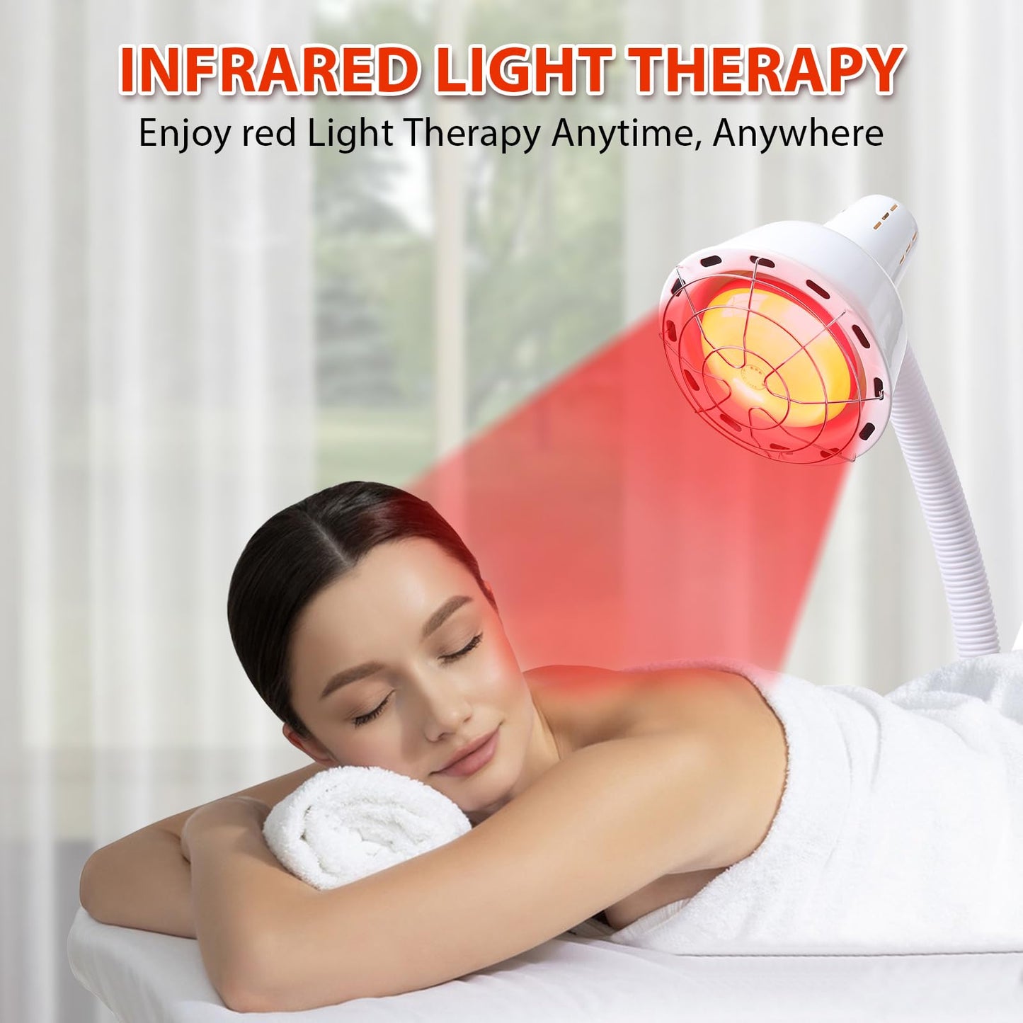 Rhmip Infrared Light,White 275W Near Red Infrared Heat Lamp for Relieve Joinpt Pain and Muscle Aches