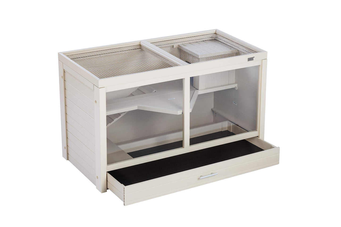 New Age Pet ECOFLEX Park Avenue Indoor Rabbit Hutch - Durable Composite with Scratch-Resistant Polycarbonate Panel, Stainless Steel Mesh Lid, Easy Assembly, 2 Rabbits Capacity