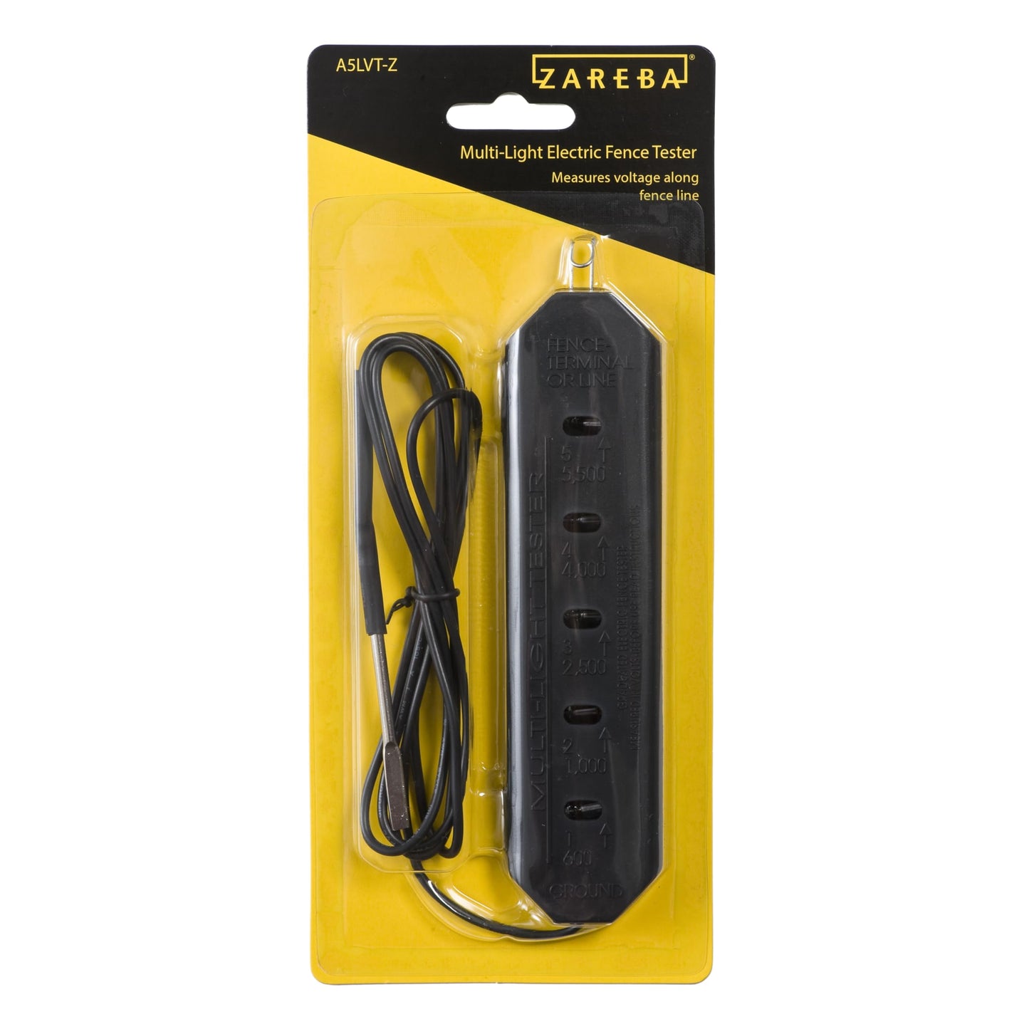 Zareba Multi-Light Electric Fence Tester - Calibrated from 600 to 5500 Volts - Measure Electric Fence Voltage Easily - A5LVT-Z