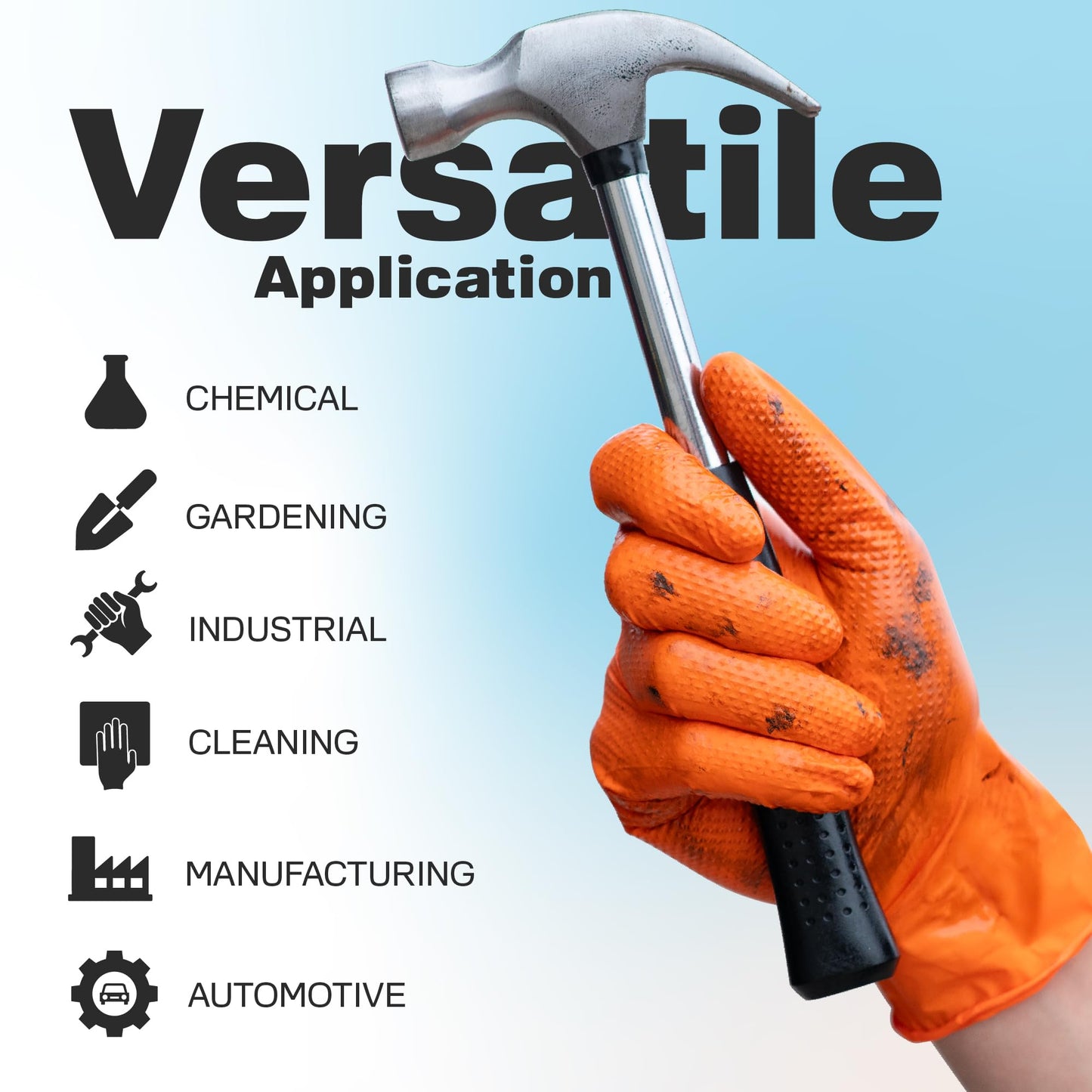 Raxwell Powder Free Nitrile Gloves - Small, Orange, 1000 Count - Diamond Grip Texture & Puncture Resistant - Heavy Duty Disposable Work Gloves with Grip