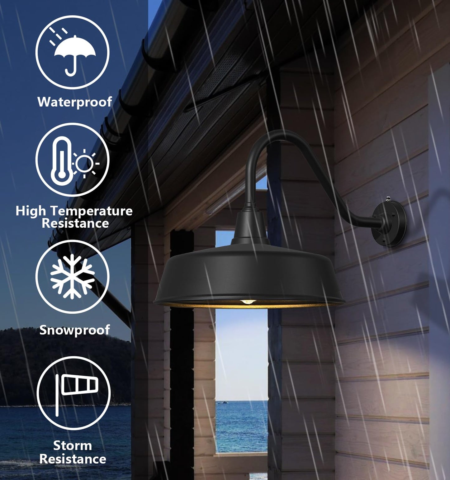 Lzwelcy 21 Inch Large Outdoor Barn Lights Dusk to Dawn Gooseneck Lights, Classic Wall Mount Porch Farmhouse Barn Lights,for Garage Outdoor Lighting 2-Pack…