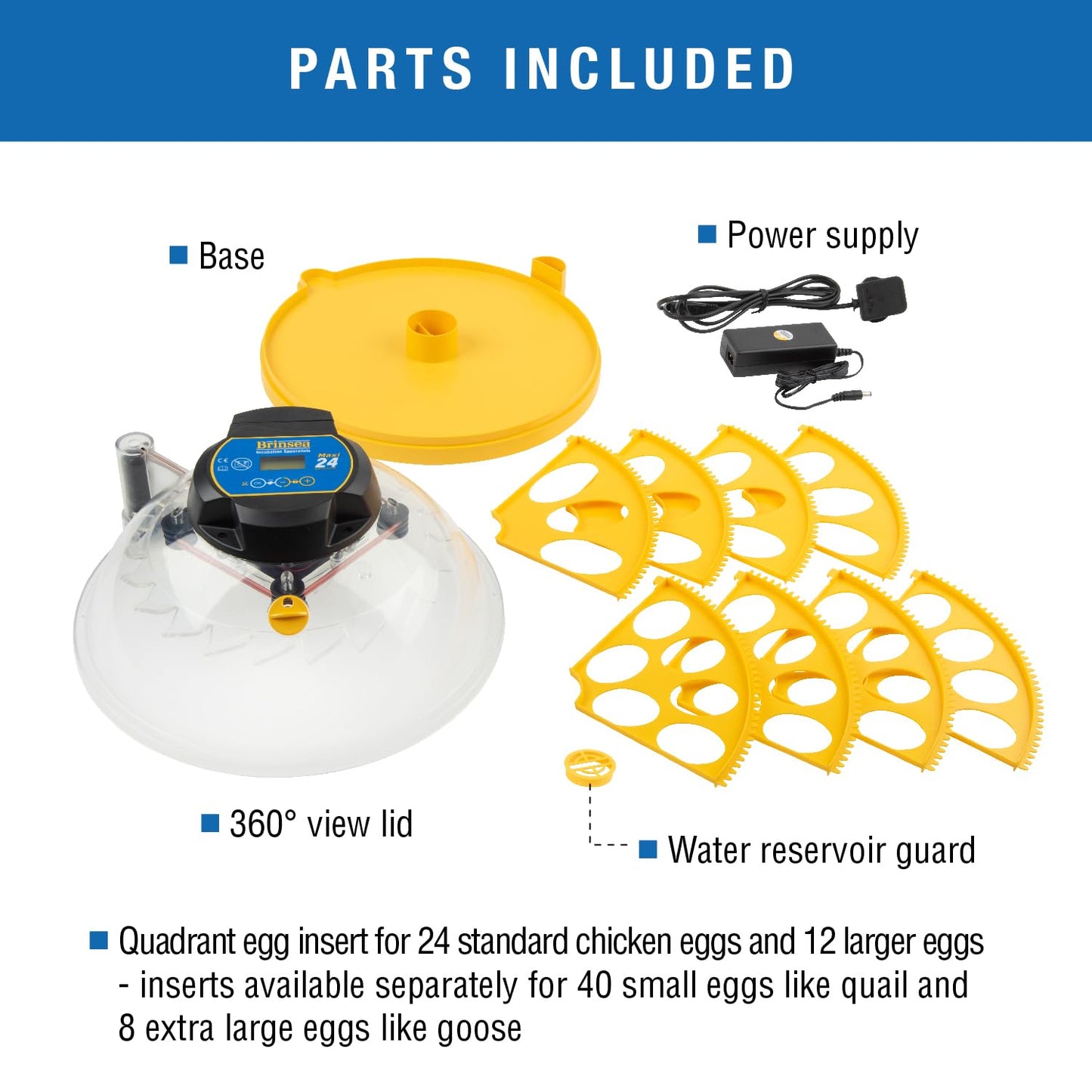 Brinsea Maxi 24 Advance Egg Incubator with Automatic Egg Turning and Temperature Control for Hatching 24 Chicken, Duck, or Other Eggs,- Optimal Flexibility with Mix & Match Sizes