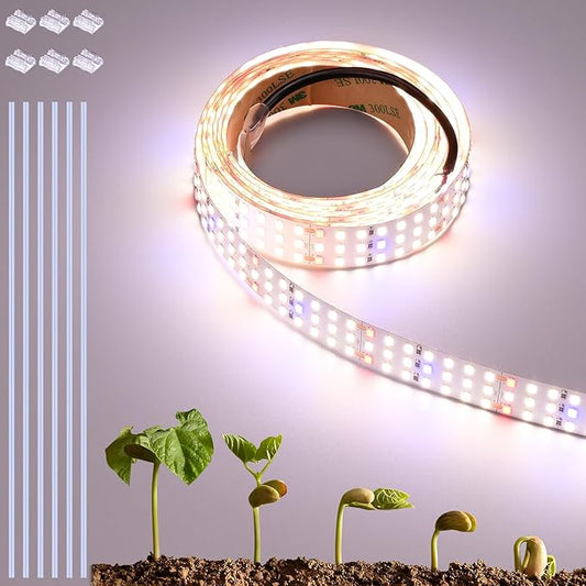 16.4FT LED Plant Grow Light, 2100LEDs Full Spectrum Grow Lamp with High PPFD, 24V 120W Cuttable Plants Growing Light Strip Flexible Self Adhesive for Seedlings Veg Flower
