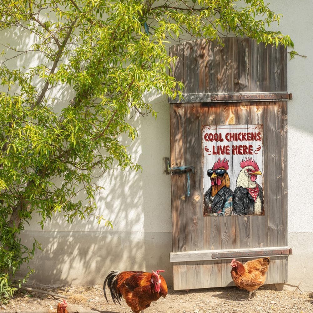 GLASSWINDS 9 Pcs Chicken Coop Signs, Funny Chicken Signs Chicken Decor Outdoor 8×12 Inch, Chicken Metal Tin Sign Chicken Coop Accessories for Farm Yard Garden Easter Chicken Lovers