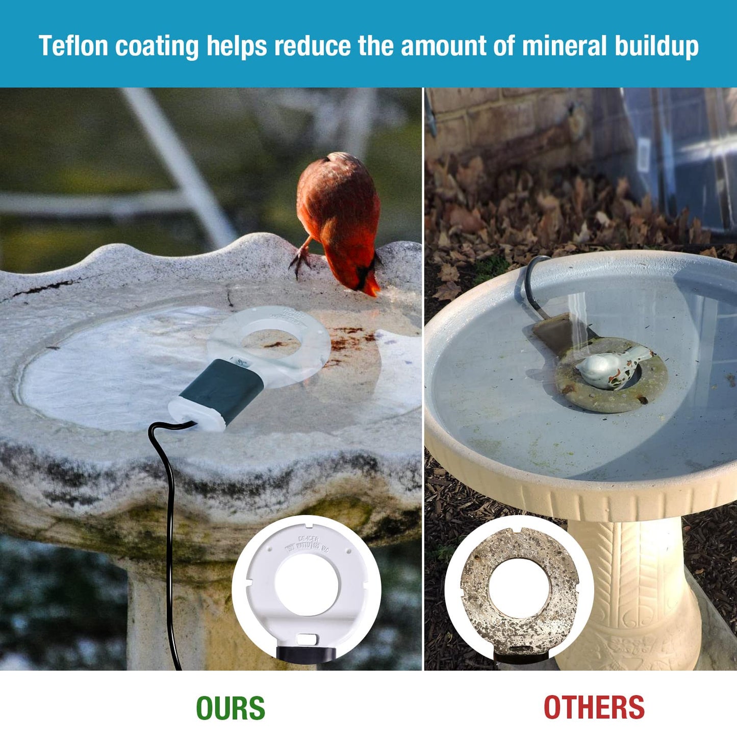 Wedigout 150W Chicken Waterer Heater, Aluminum Utility De-Icer for Farm & Livestock, Non-Conductive and Anti-Rust Heated Chicken Waterer, Bird Bath Heater Livestock Water Heater for Multiple Using
