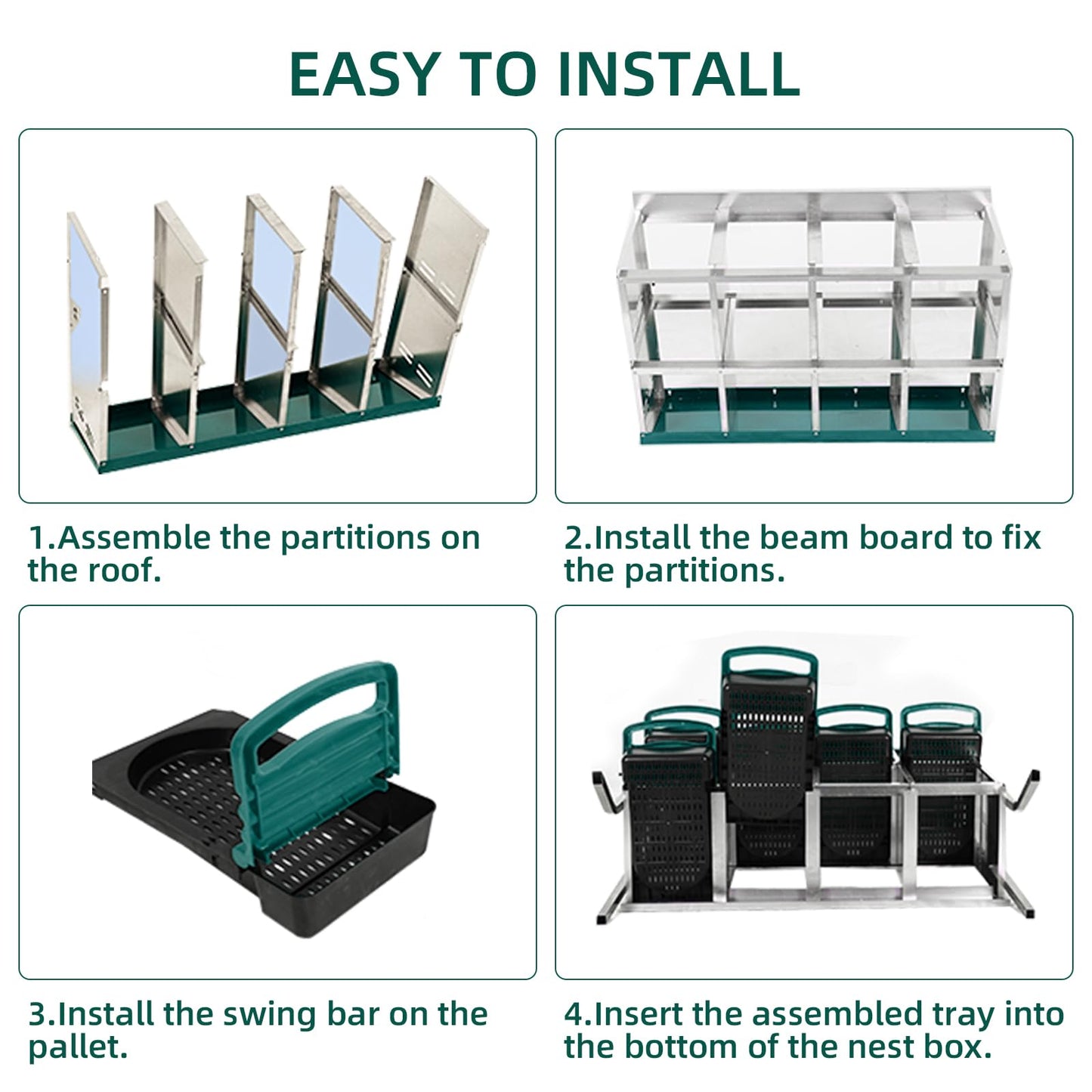Chicken Nesting Boxes, 8 Compartments Nesting Box for Chickens Egg Laying, Chicken Laying Boxes with Roll Out Egg Collection, Vented Holes for Outdoor Chicken Coop, Green, with Legs