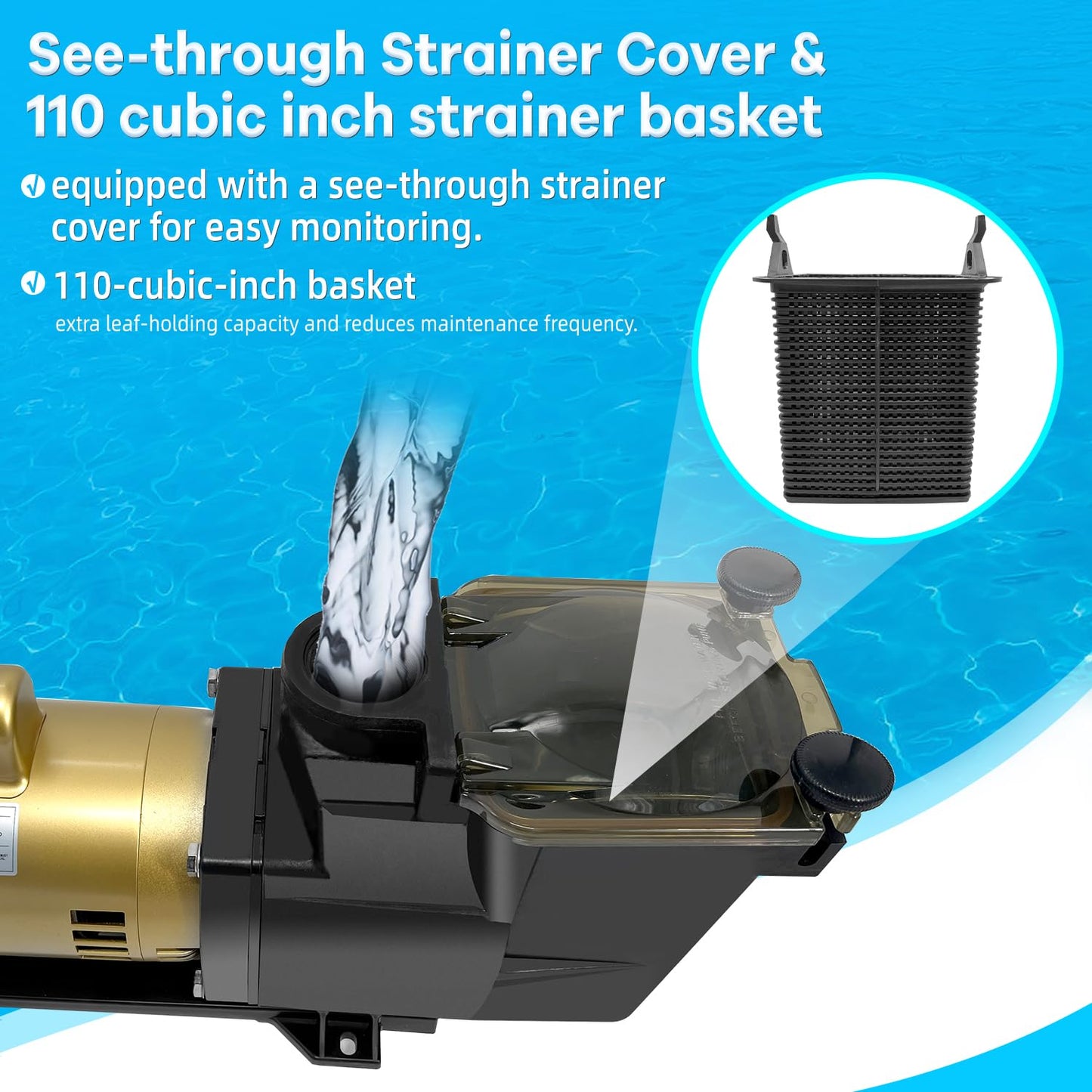 W3SP2615X20 2HP Pool Pump 115/230V Single Speed Compatible with Hayward Super Pool Pump SP2615X20 for All In-Ground Pool and Spa