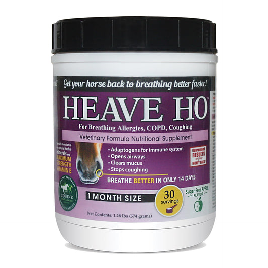 Heave Ho Horse Nutritional Supplement for Breathing Allergies, COPD, Coughing 30 Servings Sugar-Free Apple