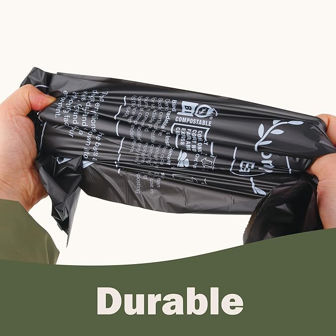 Compostable Portable Toilet Bags, 5 Gallon 20Liter Extra Thick 0.87 Mils Compost Black Garbage Bags for Toilet Chair with US BPI ASTM D6400 and Europe OK Compost Home Certified 45 Counts