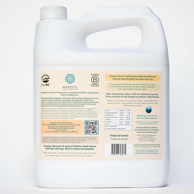 MARPHYL Organic CALMAG Liquid Fertilizer, Calcium + Magnesium, Corrects Common Plant Deficiencies, for Garden, Flowers, Vegetables, Succulents, Bamboo, Hydroponics 1.05 gal