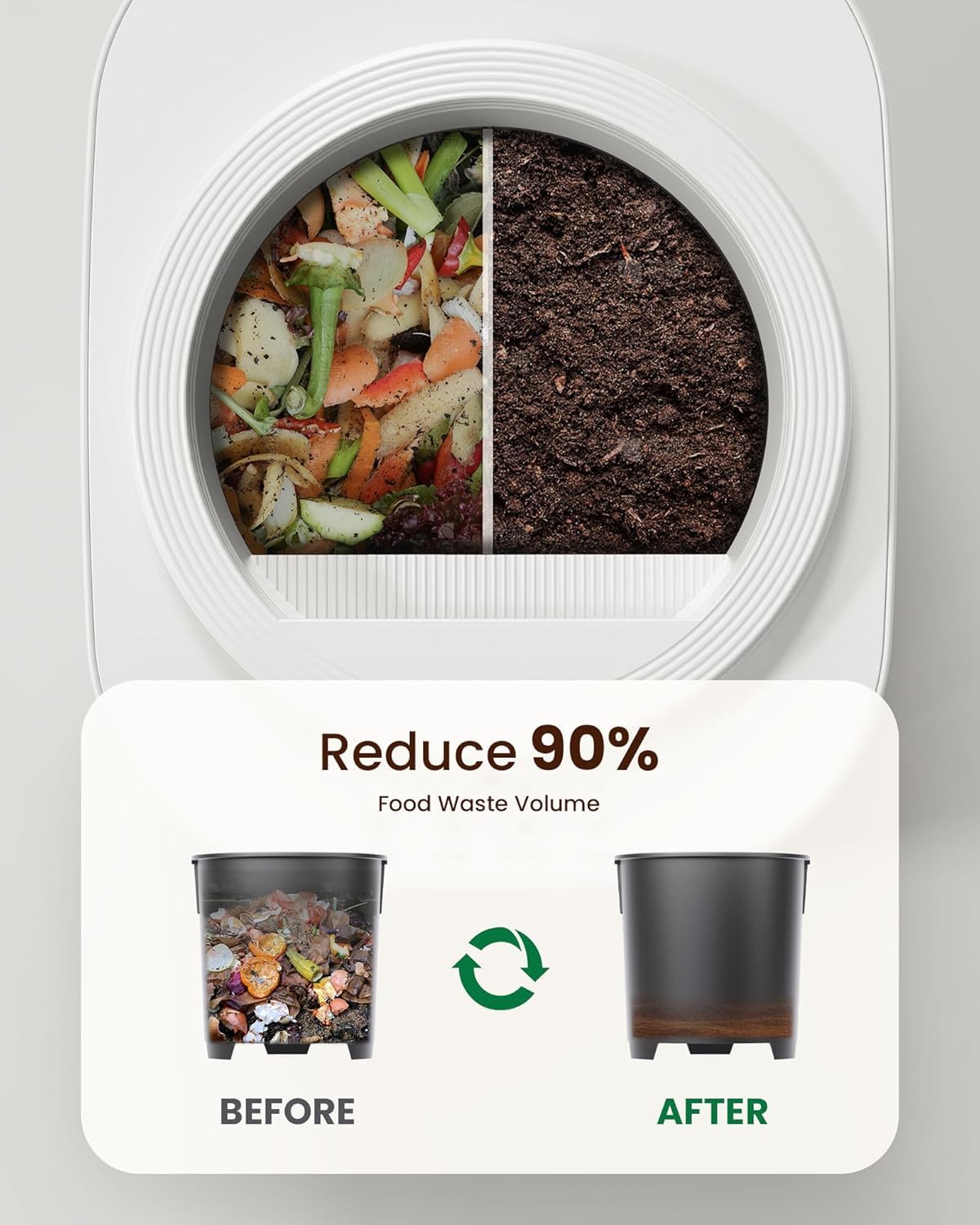 Ouaken Electric Composter for Kitchen, 4L Smart Countertop Compost Bin, Odorless | Low Noise | Auto-Cleaning | Turn Food Waste into Fertilizer Within 3 Hrs