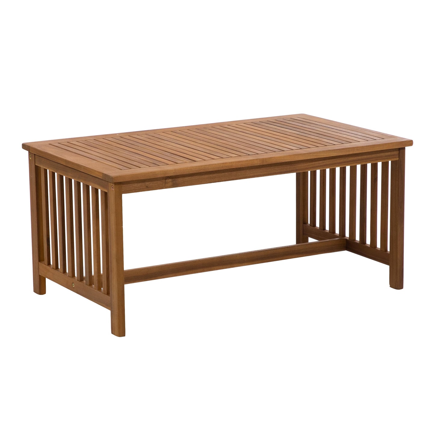Greemotion Kyushu Farmhouse Acacia Wood 4-Piece Patio Set with Weather-Resistant, Include Tie-Back Cushions for Deck, Backyard, Lawn, Garden, Beige and Natural Brown