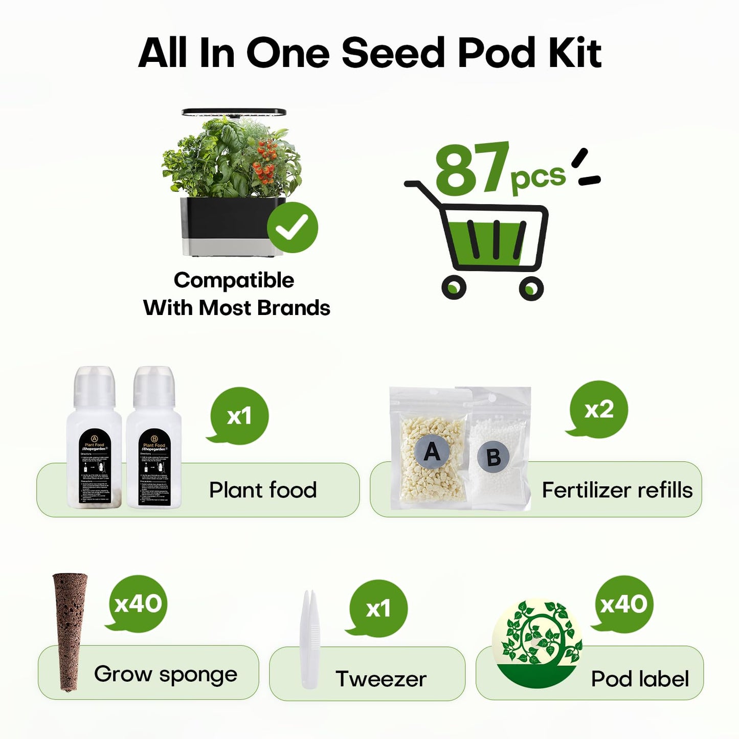Indoor Garden Hydroponics Growing System 60 Pods + 87pcs Seed Pod Kit