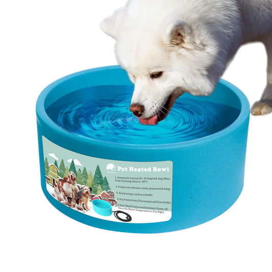 Heated Water Bowl for Dog & Cat, Outdoor Heated Dog Bowl Provides Drinkable Water & Food in Winter, Heated Pet Bowl for Outside, Smart Thermal-Dish for Rabbit, Chicken, Duck, Squirrel (98 OZ)