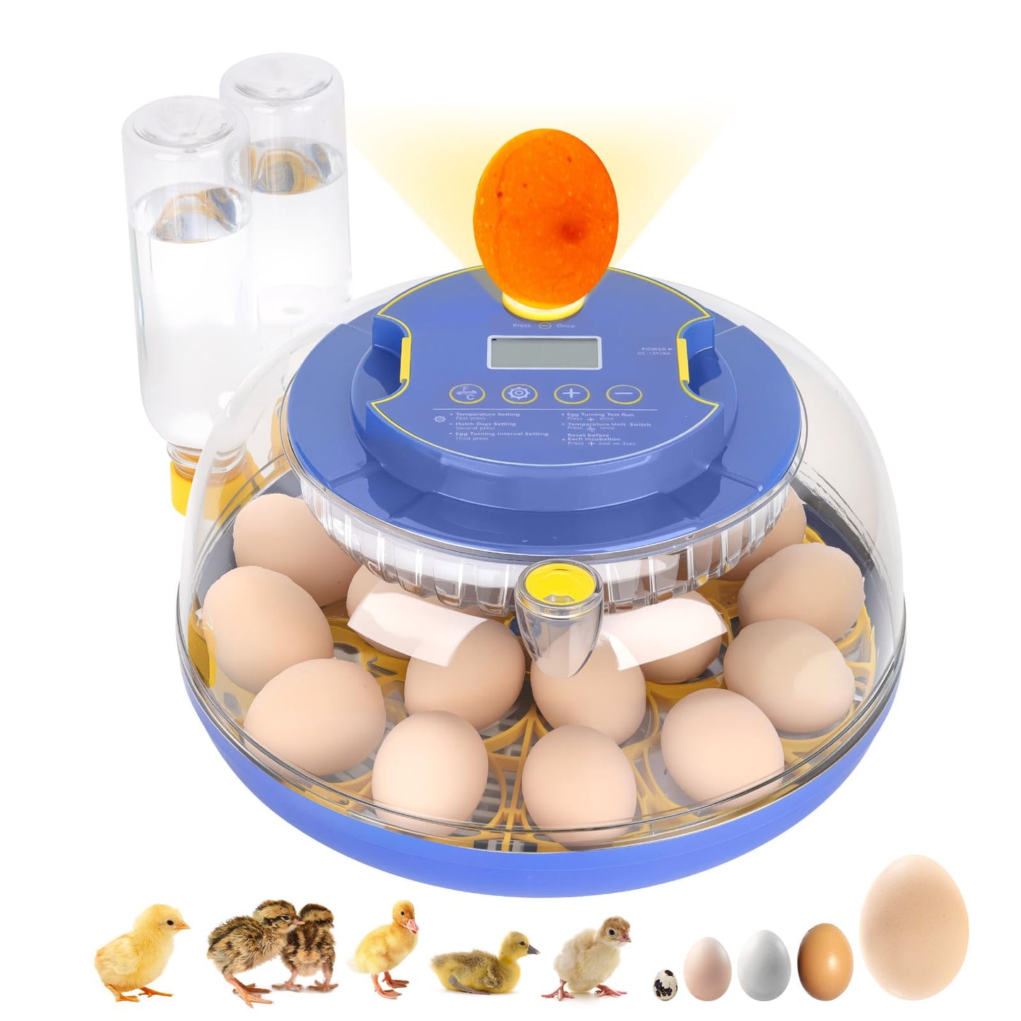 18 Egg Incubator with Automatic Egg Turning and Humidity Control, Incubators for Hatching Eggs, Chicken, Ducks, Goose, Pigeon, Quail, Parrot Incubator for Farm, Lab, Science Classroom, Home