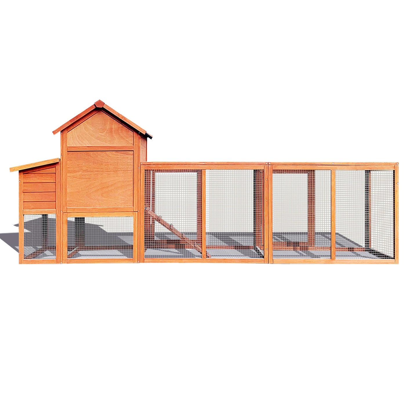 122" Wooden Chicken Coop, Outdoor Chicken Coop with Run for 3-5 Chickens, Hen House Duck Coop with Nesting Box, Chicken Perch and Ramp, Rabbit Hutch Poultry Cage for Backyard