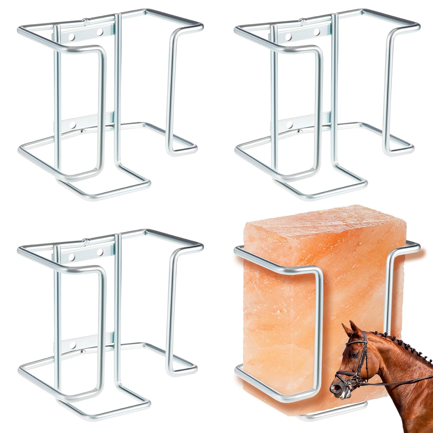 Teenyyou 4 Pack Salt Block Holder 4lb Deer Horse Salt and Mineral Block Holder for Wire Lick for Goat Mineral Deer Lick Cattle Sheep Goats