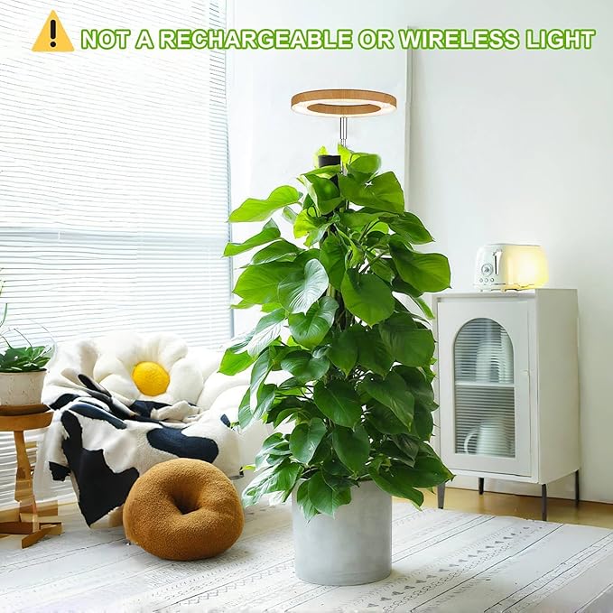 yadoker Plant Grow Light, LED Growing Light Full Spectrum for Indoor Plants,Aluminum Wood Grain Plant Lights,Height Adjustable, Automatic Timer, 5V Low Safe Voltage,Idea for Large Plant Light