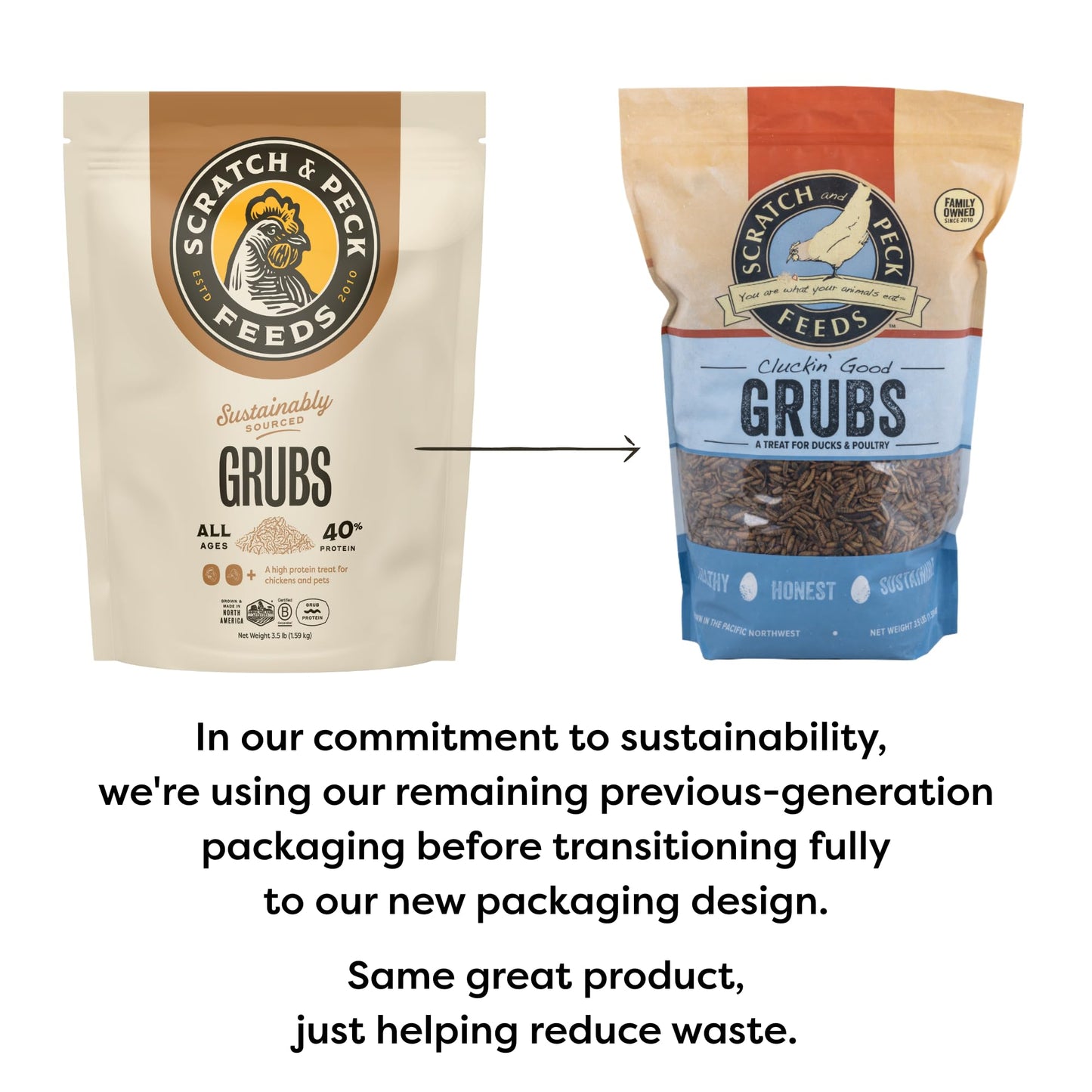 Scratch and Peck Grubs for Chickens and Ducks - 3.5 lbs Bag - Sustainably Sourced - Naturally High Protein, Calcium Dense - Dried Black Soldier Fly Larvae Bird Treats