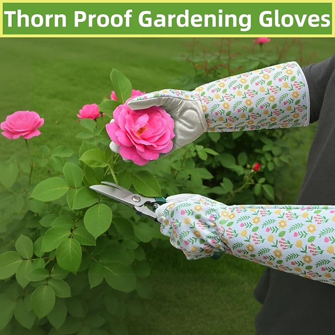 Gardening Gloves Thorn Proof, Breathable Garden Gloves for Women, Leather Work Gloves for Pruning, Planting