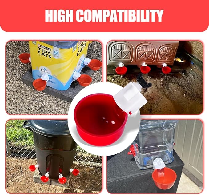 ZKZDSH 16 Pack Automatic Poultry Chicken Waterer Drinker Cups for Water Bucket DIY Automatic Chickens Coop and Ducks Water Dispenser Feeder Kit bebederos para gallinas with Mounting Hole Opener