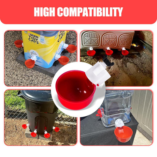 ZKZDSH 32 Pack Automatic Poultry Chicken Waterer Drinker Cups for Water Bucket DIY Automatic Chickens Coop and Ducks Water Dispenser Feeder Kit bebederos para gallinas with Mounting Hole Opener