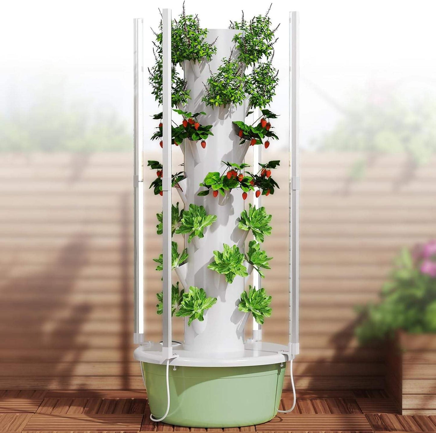 TIRUSS Hydroponic Growing Kit System with 4 LED Grow Lights,Hydroponics Tower Set, 7 Layer 28 Pots Planter, Vertical Hydro Tower Indoor Herb Garden Kit for Lettuce, Veggies, and Fresh Greens