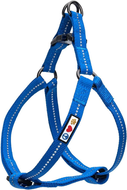 Pawtitas Recycled Dog Harness with Reflective Stitched a Puppy Harness Made from Plastic Bottles Collected from Oceans Medium Blue Ocean