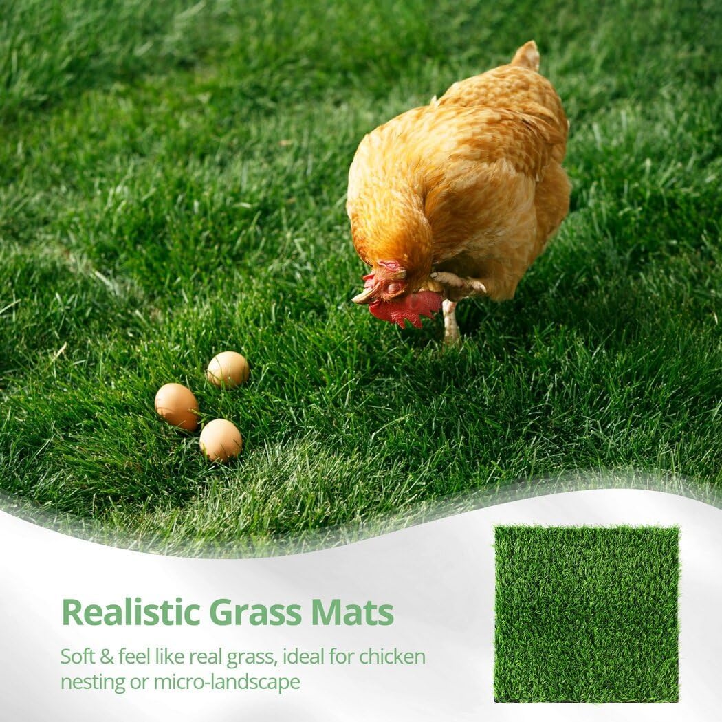 Homaisson 12Pack Chicken Nesting Pads, 12”x12” Nesting Box Pads Artificial Grass Washable Chicken Coop Bedding Laying Rug Fake Turf Mats Grass Carpet Garden Lawn for Hen Small Pets