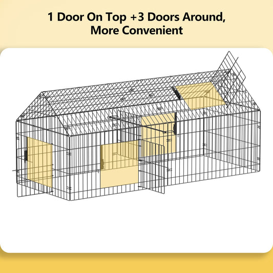 INJOPEXI Metal Chicken Coop 71.7"×30"×31" Chicken Runs for Yard with Cover Chicken Playpen Enclosure Chicken Pen Kennel Duck Coop Cage Hutch Fence for Outdoor Backyard Farm Rabbit Small Animal Poultry