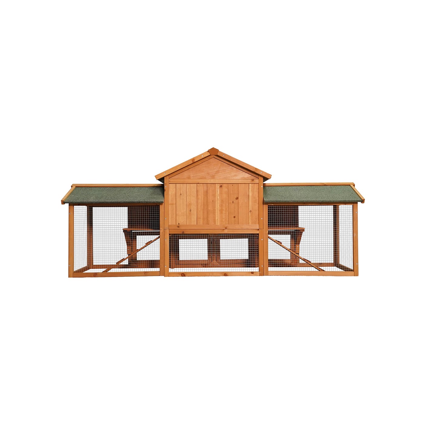 NicBex Rabbit Hutch Wooden Bunny Cage with Doors and Fences Rabbit Cage with Removable Tray and Double Waterproof Roof, Small Animal House for Rabbits, Guinea Pigs, andHamsters,79.5" W, Bean-Red