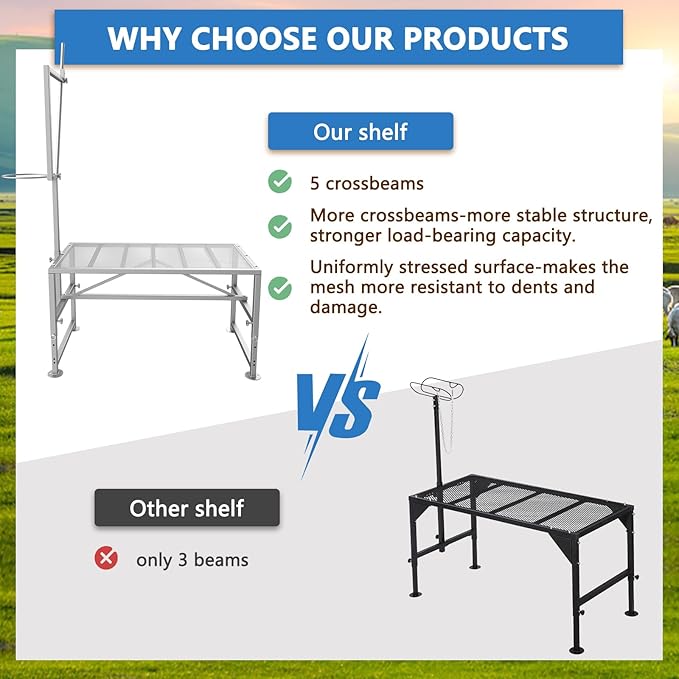 600 LBs Goat Stand with Feed Bin, Goat Milking Livestock Stand for Sheep Trimming and Milking, for Hoof Trimming, with Feeder, Adjustable Size, Iron Silver
