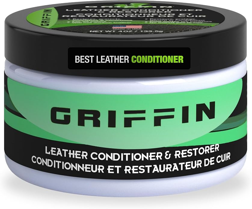 Griffin Leather Conditioner Restorer & Polish – 4 Oz – Deep Conditioning Balm for Boots, Shoes, Bags & Furniture – Better Leather Care with Natural Ingredients for Softening & Protection