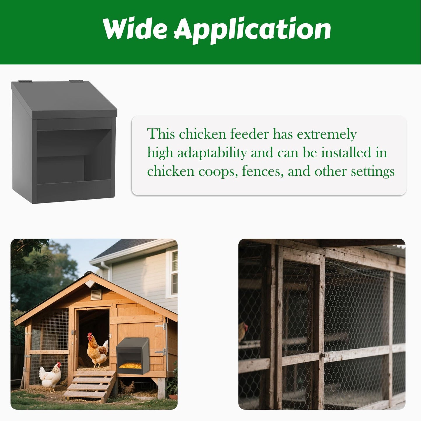 Gavinjitao Metal Chicken Feeder,Automatic Chicken Grit and Oyster Shell Feeder Hanging or Ground Food Dispenser with Lid Coop Accessories Outside Suitable for Chickens Ducks Quails