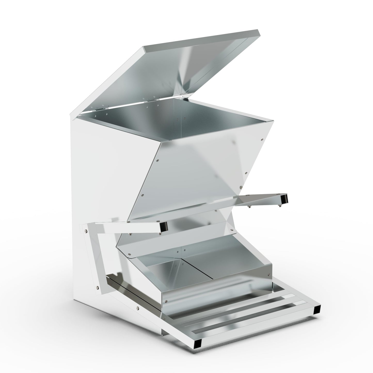 BUYYAH 40lb Automatic Metal Treadle Feeder, Sturdy Galvanized Steel Poultry Feeders, Automatic Chicken Feeder, Suitable for Chicken, Geese, Ducks, Turkeys and Quails