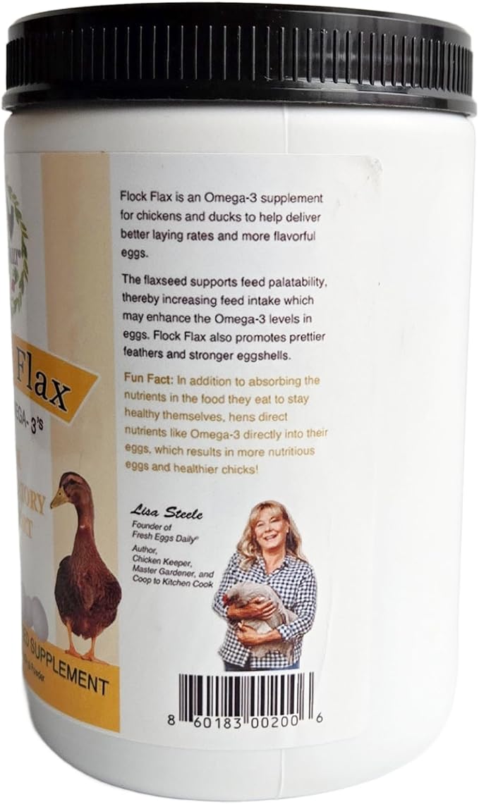 FRESH EGGS DAILY Flock Flax Feed Supplement Vitamins for Backyard Chickens and Ducks 16oz