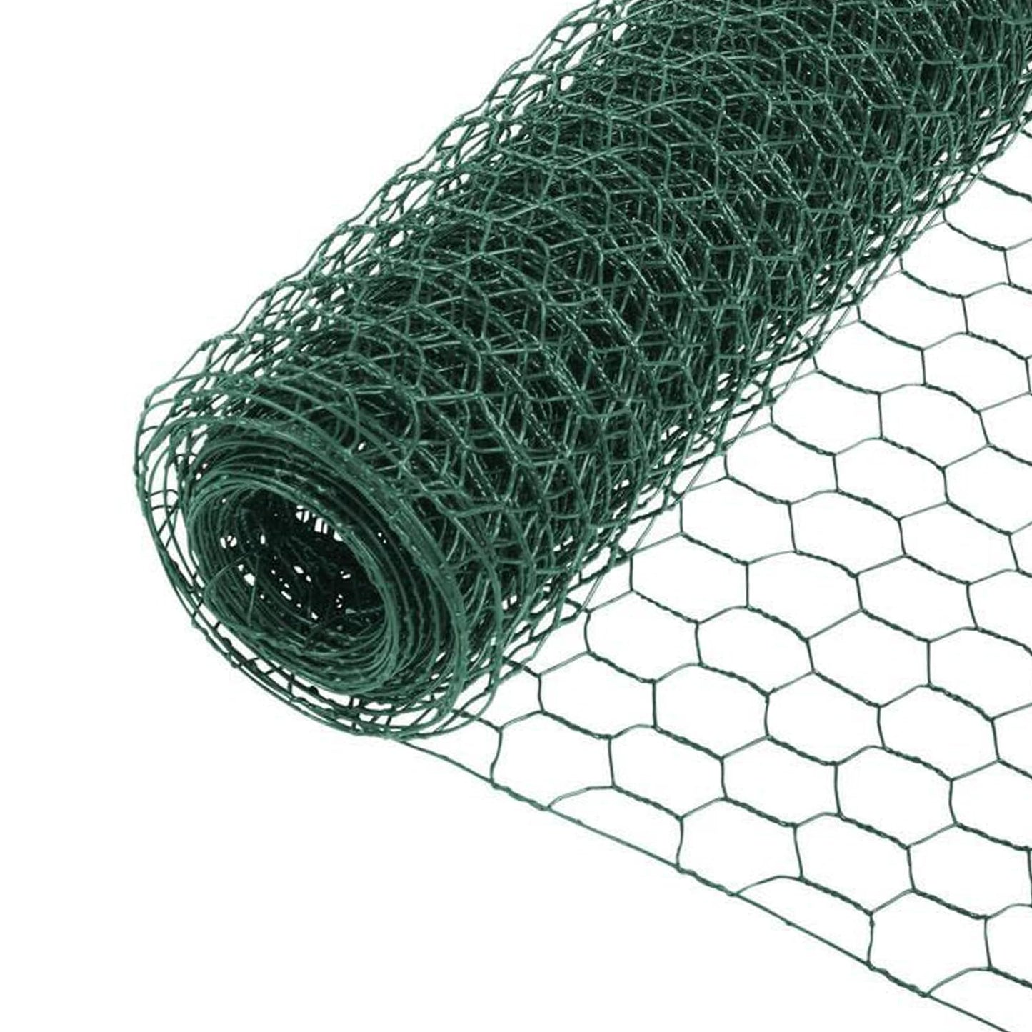 Garden Poultry Green Chicken Wire PVC Coated Hexagonal Wire Mesh Roll Animal Fence 3m x 400mm Garden Netting Fencing for Pet Rabbit Chicken with Gloves & 50Pcs Cable Ties