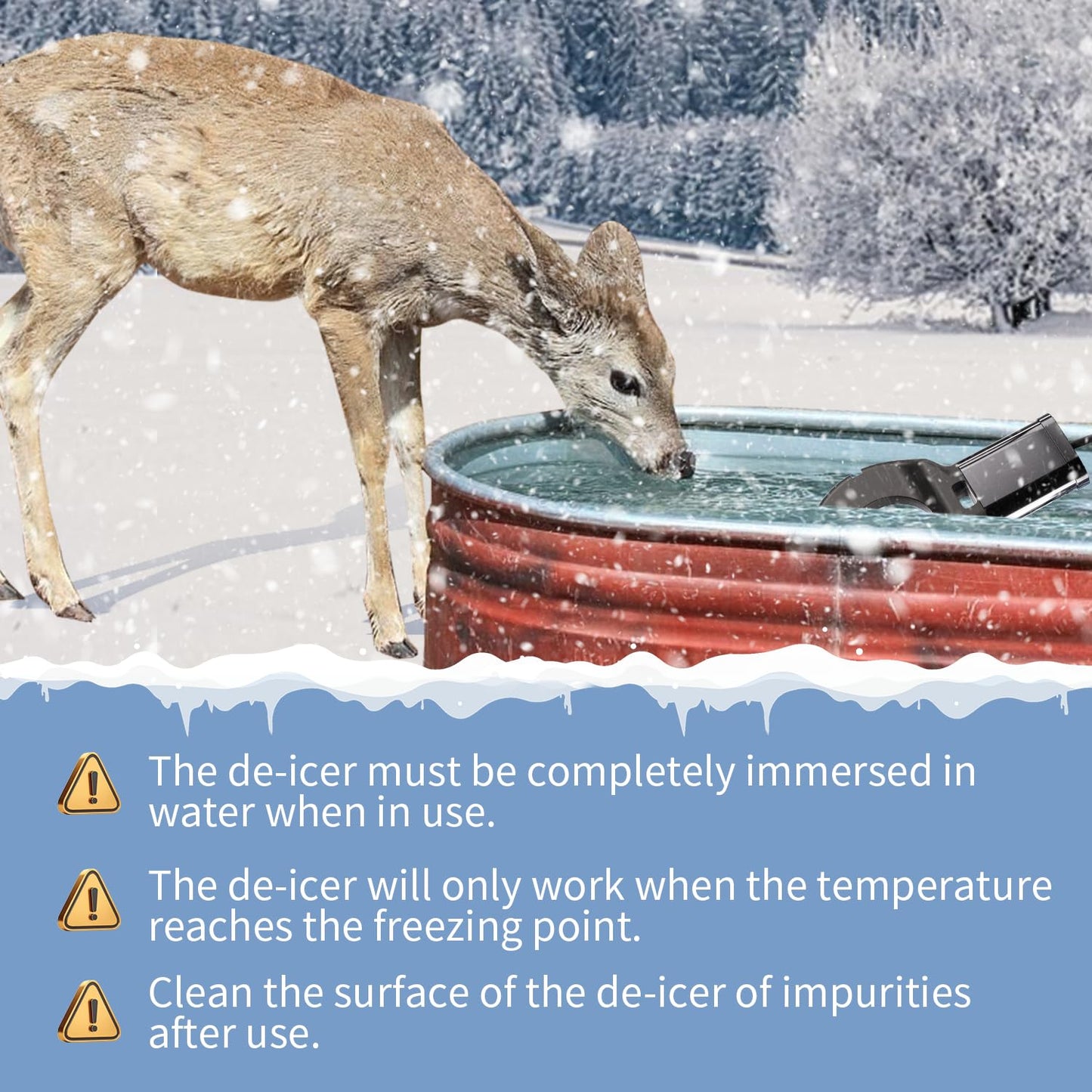 GUEOQTC 500 Watt Bird Bath De-Icer with Thermostat, Cast Aluminum Submersible Chicken Water Heater, Heated Bird Bath, Power Cord 9.8 Ft