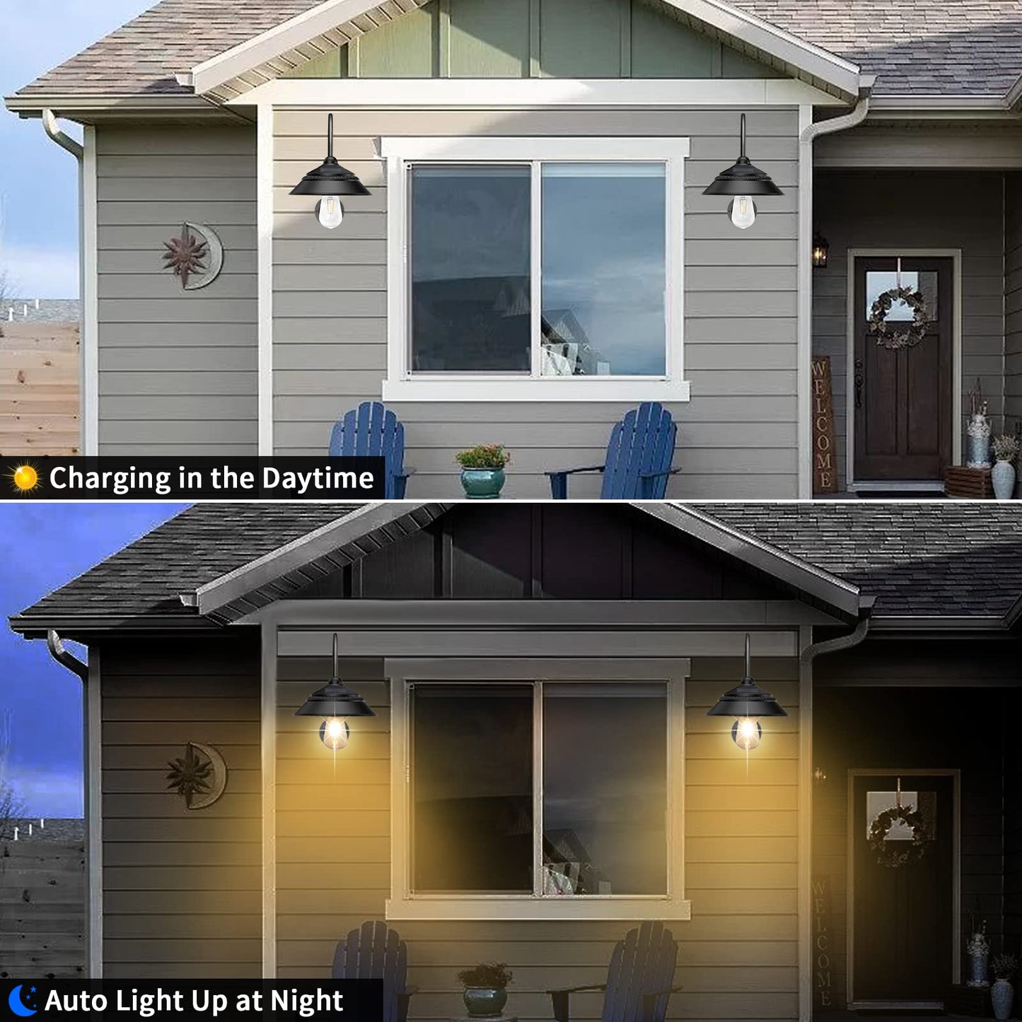 Ufelizor Solar Barn Light, Solar Wall Sconce Light Outdoor with 3 Lighting Modes & Motion Sensor, Waterproof Farmhouse Light Outdoor for Chicken Coop Garage Shed