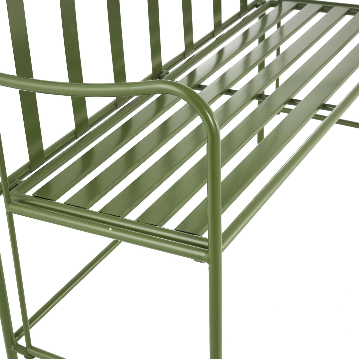 Deco 79 Metal Garden Arbor Large Arched with 2 Attached Benches, 83" x 44" x 108", Green