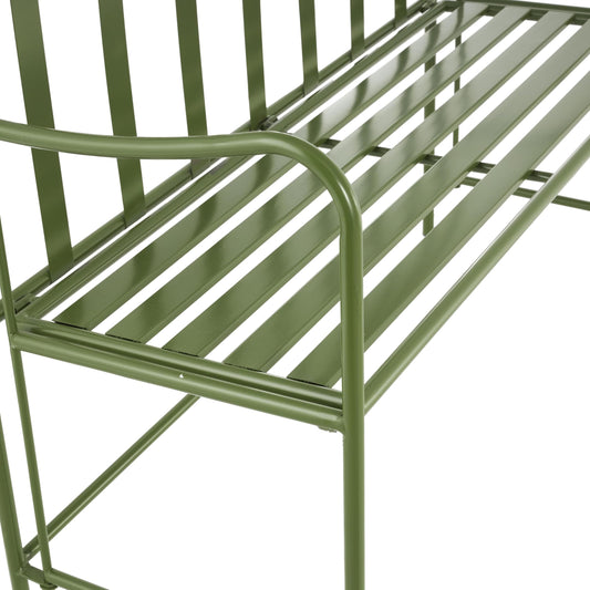 Deco 79 Metal Garden Arbor Large Arched with 2 Attached Benches, 83" x 44" x 108", Green