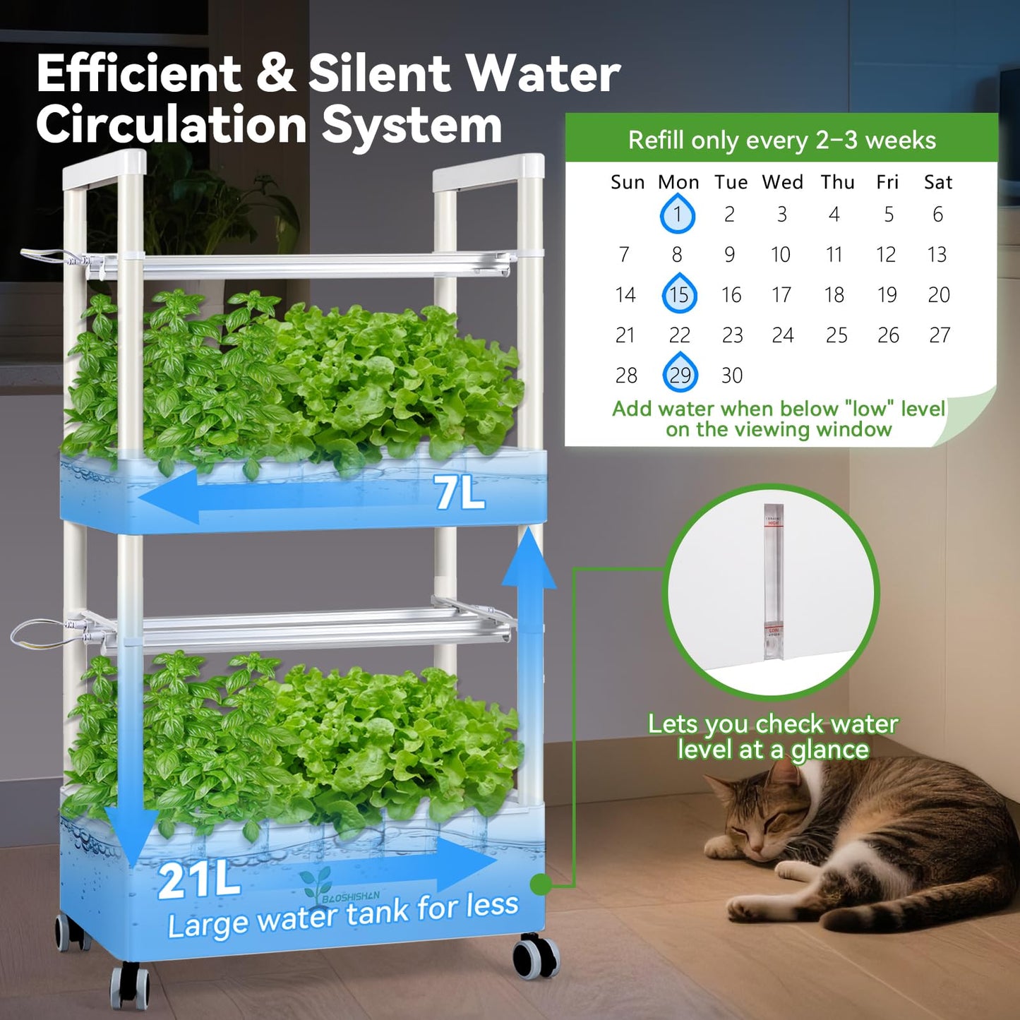 BAOSHISHAN Vertical Hydroponics Growing System Kit, 28 Pods Indoor Gardening System with LED Grow Light, Hydroponic Garden for Vegetable Herb Fruit, WiFi Smart Plug & Auto Circulating Water