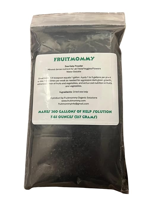 Fruitmommy Sea Kelp Fertilizer – 100% Organic Plant Food for Vegetables, Flowers, Fruit Trees & Lawns | Concentrated Growth Booster | Makes 360 Gallons | Indoor & Outdoor Use
