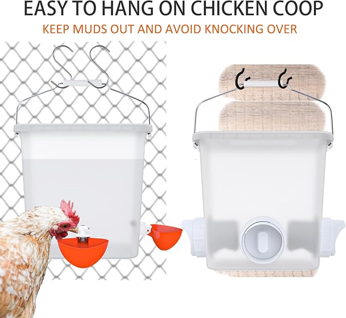 Large Automatic Chicken Feeder and Waterer Set Hanging Chicken Water Feeder Poultry Feed Bucket